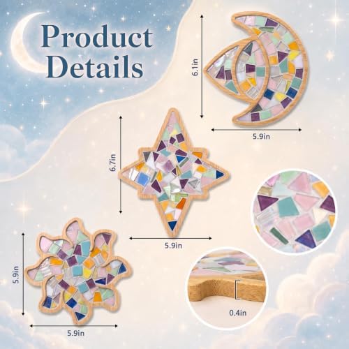 luperasol 6 Sets Coasters DIY Mosaic Tiles, Mixed Color, Boho Styles
