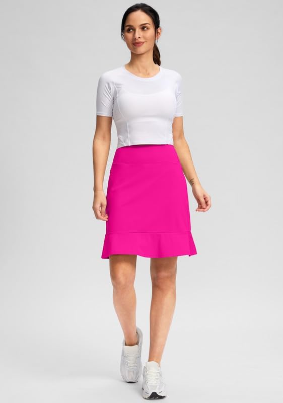 Viodia 20" Knee Length Skorts Skirts for Women with Pockets High Waisted Athletic Tennis Golf Skort for Casual Summer