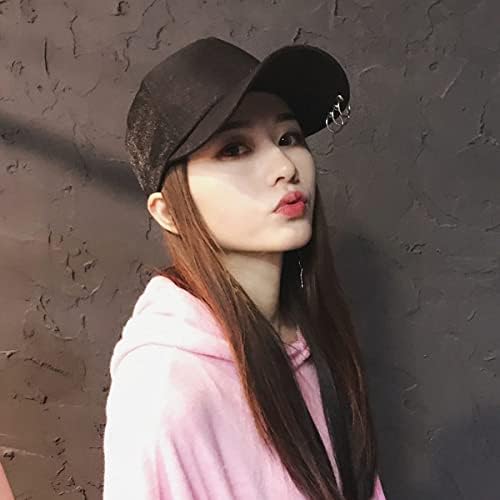Kpop Hat Ring Baseball-Cap - Suga-Snapback Baseball Cap with Iron Rings (Black) (Medium, Black)