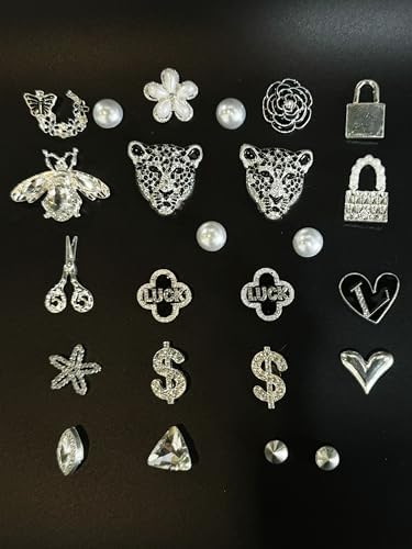 ZOKUZO Chic Bling Shoe Charms Gold and Sliver Designer Jewels Pretty Cute Chains Decorations Accessories for Women Girl Adults