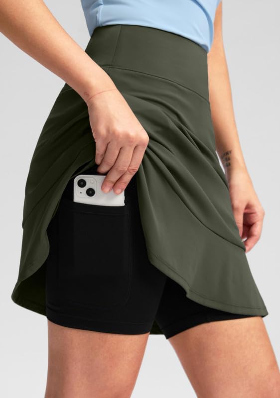 Viodia 20" Knee Length Skorts Skirts for Women with Pockets High Waisted Athletic Tennis Golf Skort for Casual Summer