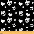 Cute Skull Fabric by The Yard,Star Love Bowknot Indoor Outdoor Fabric,Cartoon Halloween Skeleton Soft Polyester No Stretch Fabrics Kids Girls Sewing Lovers,Black and White 5 Yards 180"x59"