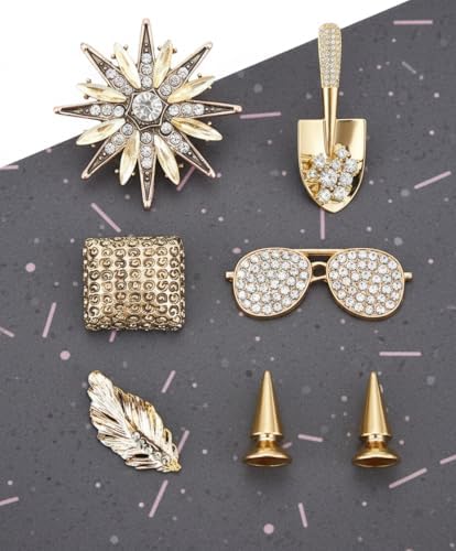 ZOKUZO Chic Bling Shoe Charms Gold and Sliver Designer Jewels Pretty Cute Chains Decorations Accessories for Women Girl Adults