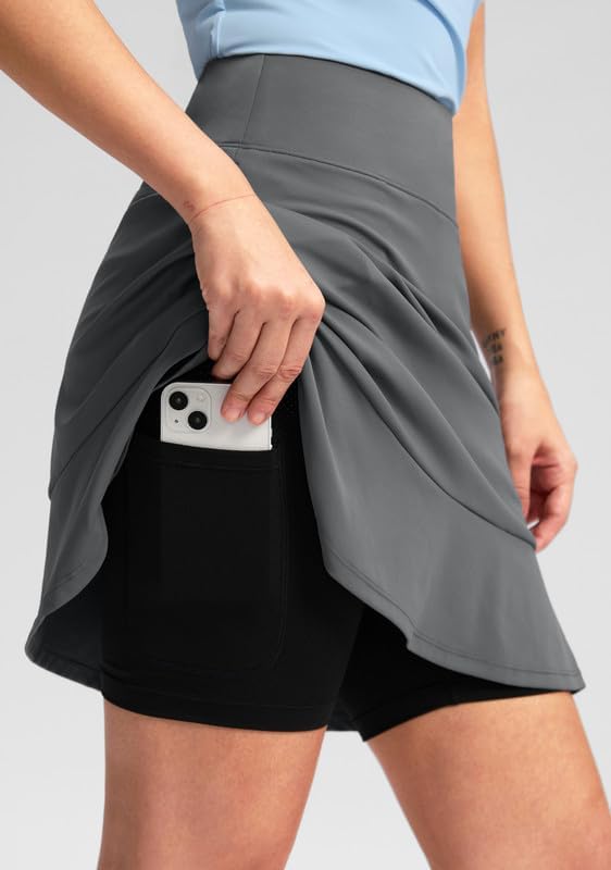 Viodia 20" Knee Length Skorts Skirts for Women with Pockets High Waisted Athletic Tennis Golf Skort for Casual Summer