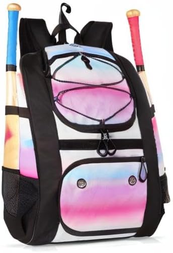MATEIN Softball Bag, Lightweight Baseball Backpack with Shoe Compartment, Baseball Bag with Fence Hook for TBall Bat & Equipment, Softball Gifts Catchers Backpack for Women Fit Catcher’s Mitt, Helmet