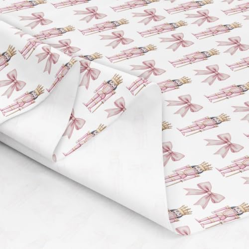 Christmas Nutcracker Upholstery Fabric for Chairs | Pink Bow Outdoor Fabric by The Yard 109"x63", Cartoon Royal Guarder Prince Soldier Ribbon Bowknot Waterproof Fabric