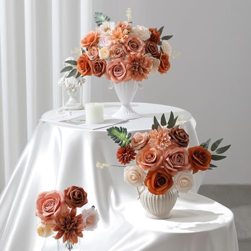 Floweroyal Artificial Flowers Fake Rose Flowers Dahlia with Stems for DIY Wedding Bridal Bouquets, Baby Shower, Floral Arrangement, Table Centerpieces, Home Decorations