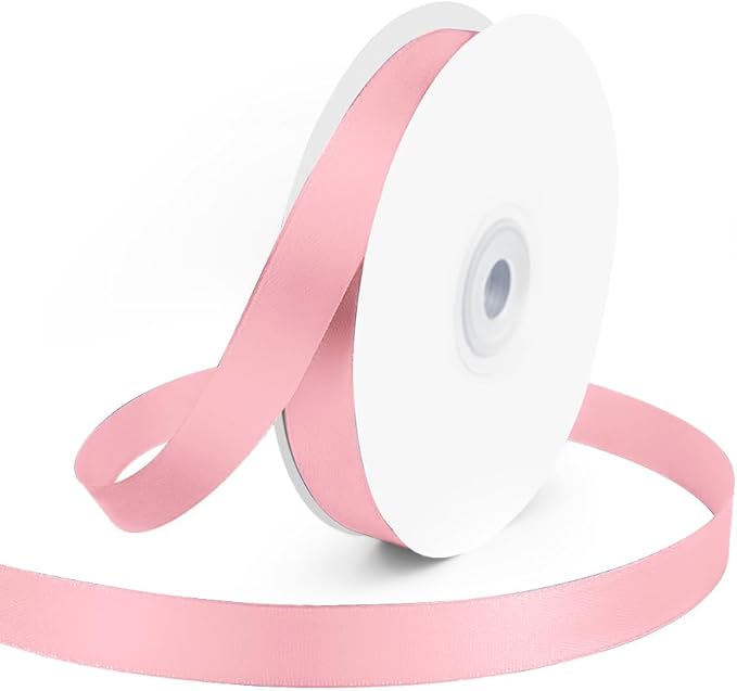 KMER LIFE 5/8" Wide x 50 Yards Pink Single Faced Polyester Satin Ribbon by KMERLIFE