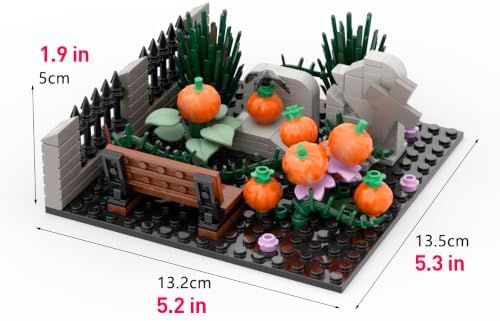 Halloween Graveyard Pumpkin Building Blocks Set, 140 PCS Garden Scene