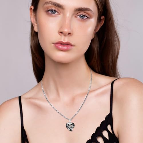 Santa Muerte Necklace for Men Sterling Silver Owl Skull Grim Reaper Pendant Heart Crystal Oxidation Skull Holy Death Scythe Aumelt Charm Necklace Jewelry Gifts for Father's Day Halloween Christmas