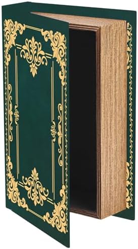 Vintage Book Trinket Box Faux Book Storage Box Dark Green 9.1 x 5.9 x 2 Inch Rustic Storage Organizer for Jewelry Trinket Wedding Memories Hobby Keepsake Photos Home Office Decoration