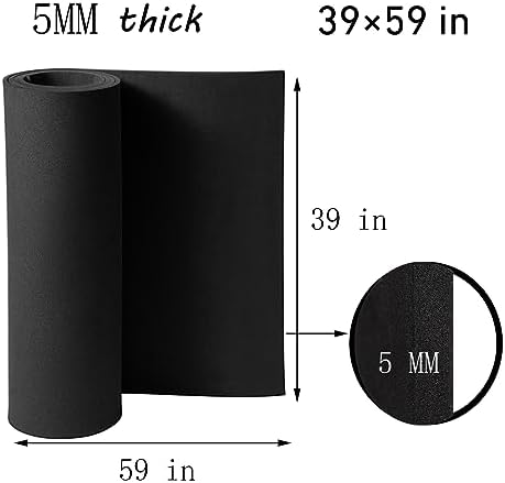 AMZQNART 5mm EVA Foam Sheets Rolls for Crafts Black Cosplay Foam 39x59in