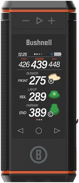 Bushnell Golf Wingman HD GPS Speaker with 3.5" Color Touchscreen, 360° Premium Audio, Visual & Audible Distances, Hazard & GreenView, Magnetic Cart Mount
