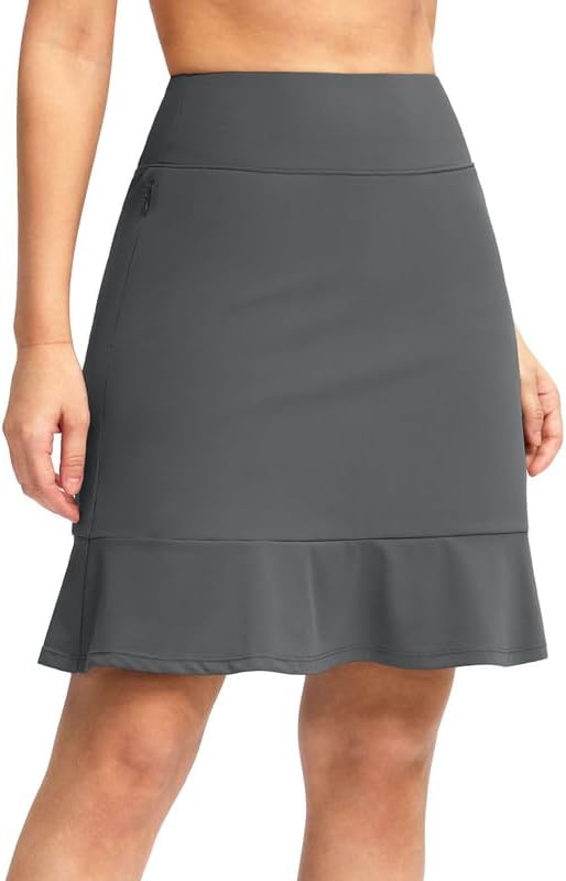 Viodia 20" Knee Length Skorts Skirts for Women with Pockets High Waisted Athletic Tennis Golf Skort for Casual Summer