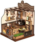 Country Cafe DIY Book Nook Kit for Adults - 3D Wooden Puzzle Miniature House with Furniture, Collectible Shelf Insert, Home Library Decor Gift