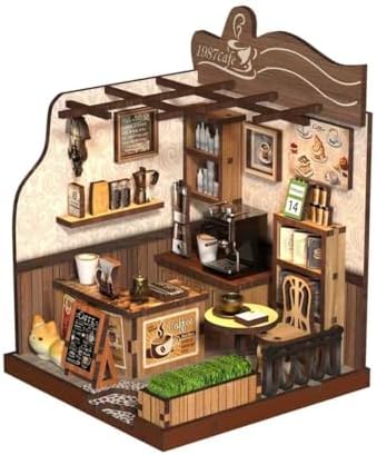 Country Cafe DIY Book Nook Kit for Adults - 3D Wooden Puzzle Miniature House with Furniture, Collectible Shelf Insert, Home Library Decor Gift