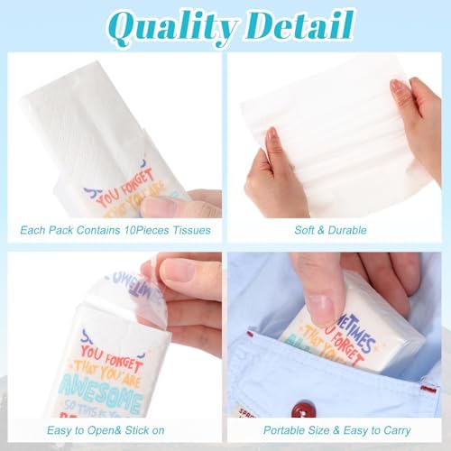 Outus 50 Pack Inspirational Pocket Tissues Travel Size for School Classroom