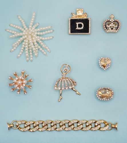 ZOKUZO Chic Bling Shoe Charms Gold and Sliver Designer Jewels Pretty Cute Chains Decorations Accessories for Women Girl Adults