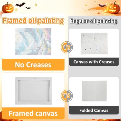 4 Pack Halloween Paint by Numbers Kit for Kids, with Frame, 7.8x7.8 inch