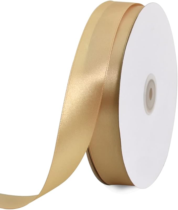 TONIFUL 1 Inch x 100yds Gold Satin Ribbon, Thin Solid Color Satin Ribbon by TONIFUL