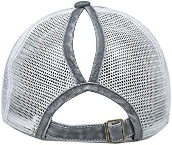 Distressed Ponytail Hat for Women American-Flag Pony Tail Caps High Bun