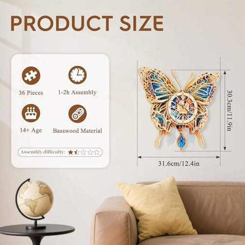 3D Puzzles for Adults Butterfly Puzzle Clock Adult Crafts