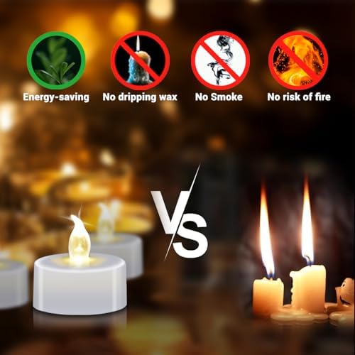 50 Pack LED Tea Lights Bulk, 200+ Hours Long Lasting Battery Operated Flameless Candles for Wedding Centerpieces, Proposal Decorations, Valentine's Day & Event Decor (Warm White)