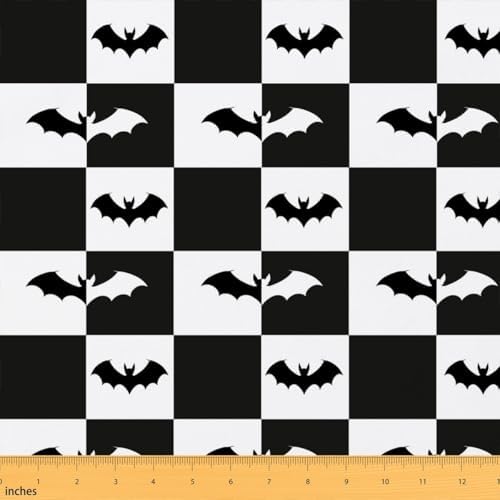 Wild Bats Fabric by The Yard Halloween Animal Silhouette No Stretch Fabric for Sewing Supplies Bat Wildlife Soft Durable Polyester for Home DIY Projects 2 Yards Whole Piece,72" L x 59" W