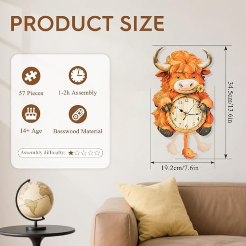 3D Puzzles for Adults Highland Cow Puzzle Clock Adult Crafts