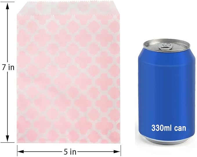 KEYYOOMY 100 Pcs Light Pink Candy Buffet Bags Small Cookie Bags Polka Dot Paper - Image 2
