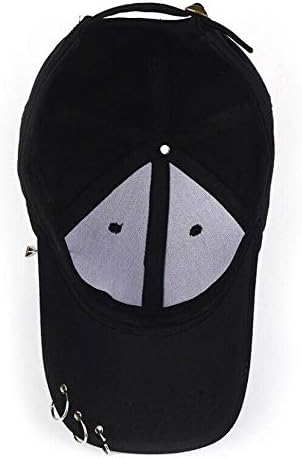K-pop Metallic Fitted Cap with Ring Chain, Unique Design, Star Embellishment