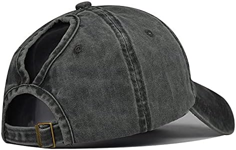 Eohak Ponytail Baseball Hat Distressed Retro Washed Womens Twill