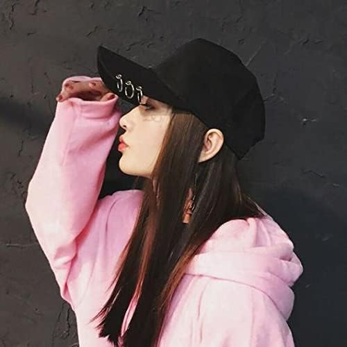 Kpop Hat Ring Baseball-Cap - Suga-Snapback Baseball Cap with Iron Rings (Black) (Medium, Black)