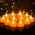 Tea Lights Battery Operated Candles LED Tea Lights Flameless Candles 200+ Hours Flickering Fake Tealights for Sweetest Day Wedding Home Decorations Party (Orange Base, 24 Pack)