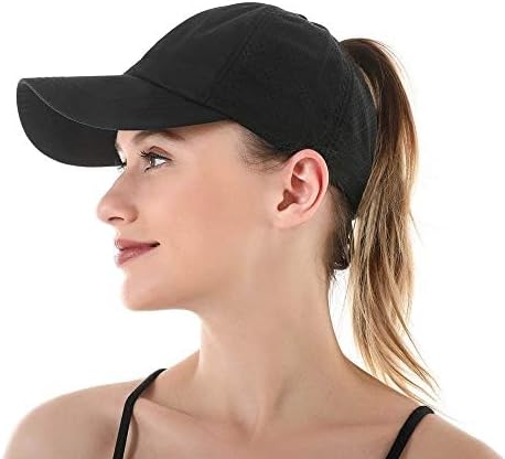 Criss Cross Hat Washed Distressed Baseball Cap Ponytail Hat High Messy Bun Ponycap for Women