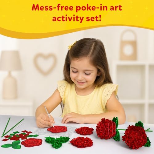 Skillmatics Poke-in Art – Rose Bouquet, Wood Craft Kit, Gift for Kids