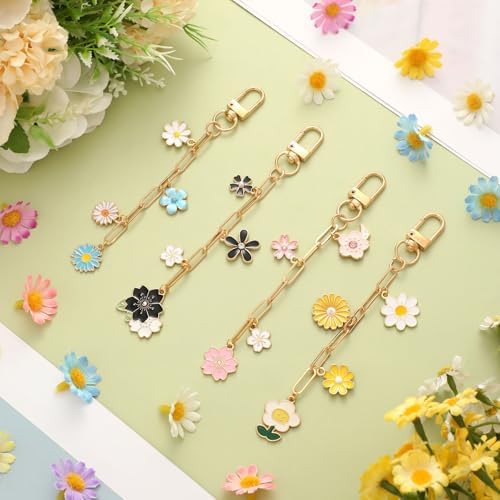 Tondiamo 266 Pcs Flower Keychain Making Kit Gold DIY Keychain Craft Gift
