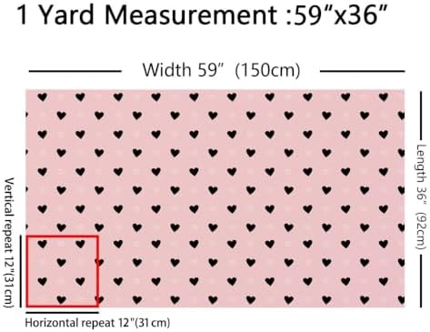 Erosebridal Cute Heart Pattern Fabric By the Yard, 5 Yards