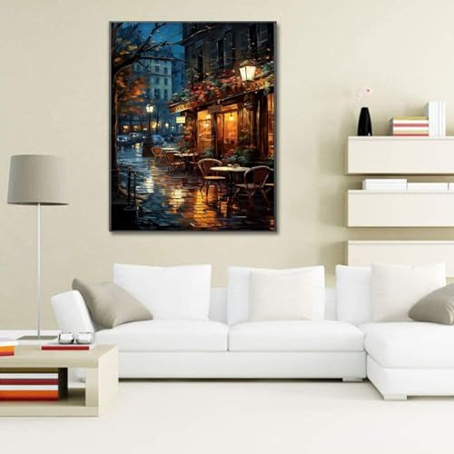Paint by Numbers for Adults with Framed Canvas,Paint by Numbers Kits with Wooden Easel Drawing Paintwork ,DIY Acrylic Oil Painting Kits with Brushes Nice Gift Box for Home Wall Decor(12x16 Inch)