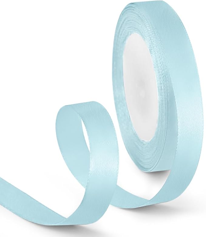 5/8 Inch 25 Yards Satin Ribbon Light Blue, Solid Color Fabric Ribbon by HimBen