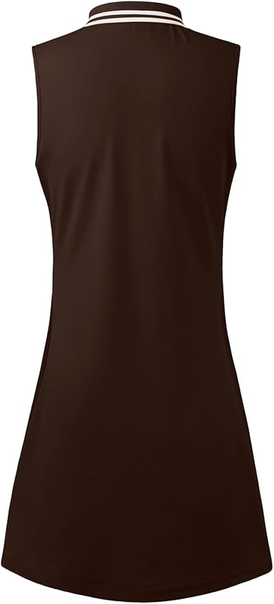 Womens Sleeveless Golf Tennis Dresses with Inner Shorts＆Pockets for Workout Exercise