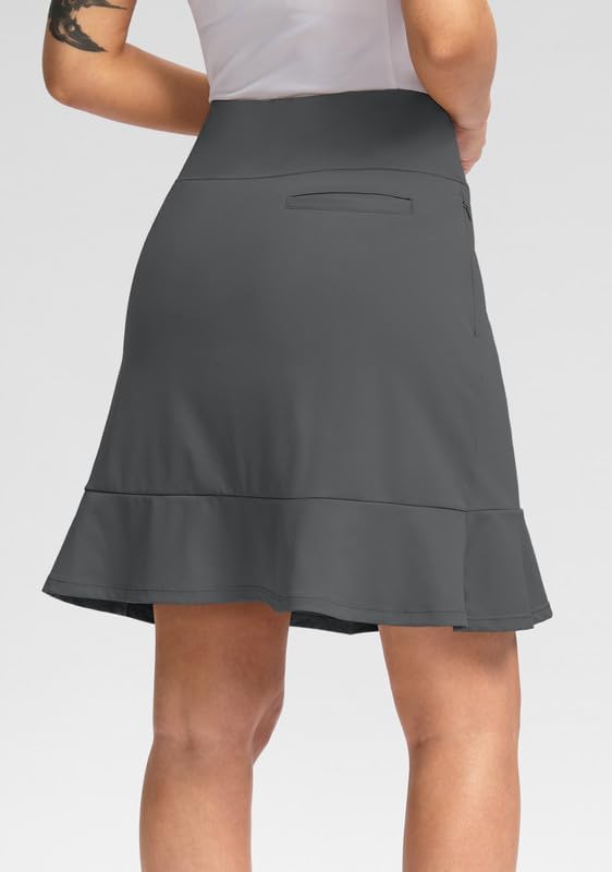 Viodia 20" Knee Length Skorts Skirts for Women with Pockets High Waisted Athletic Tennis Golf Skort for Casual Summer