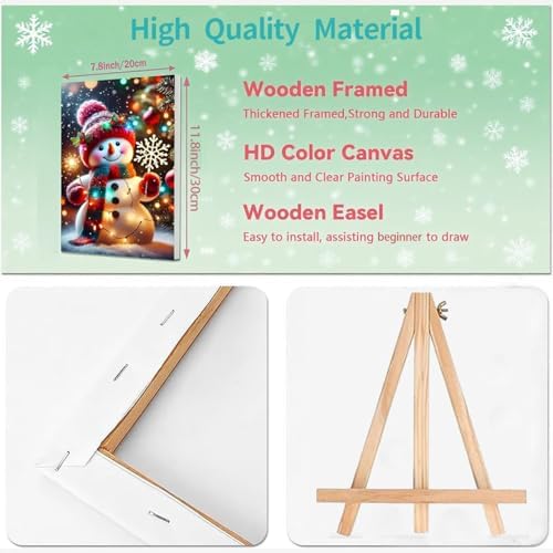 Christmas Paint by Numbers for Adults with Framed Canvas - Wooden Easel