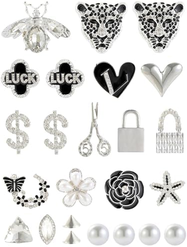 ZOKUZO Chic Bling Shoe Charms Gold and Sliver Designer Jewels Pretty Cute Chains Decorations Accessories for Women Girl Adults