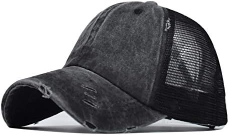 Eohak Distressed Ponytail Hats Baseball for Women Messy-Bun Pony Caps