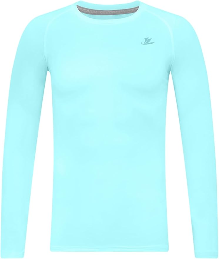 DEVOROPA Youth Boys Compression Shirt Long/Short Sleeve Football Baseball Undershirt Quick Dry Kids Sports Baselayer Crewneck