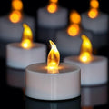 50 Pack LED Tea Lights Bulk, Realistic Flickering Battery Candles (200+ Hours), Warm Amber Flameless Votives for Church Vigils, Restaurant Ambiance, Spa & Wedding Reception (Warm Yellow)