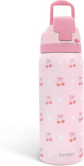 Cherry Insulated Stainless Steel Water Bottle with Straw for Sports and Travel, 32oz, Gifts for Women Girls Friends Teens Birthday Christmas
