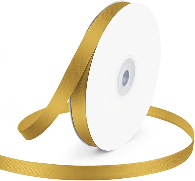 KMER LIFE 3/8" Wide x 50 Yards Golden Single Faced Polyester Satin Ribbon by KMERLIFE