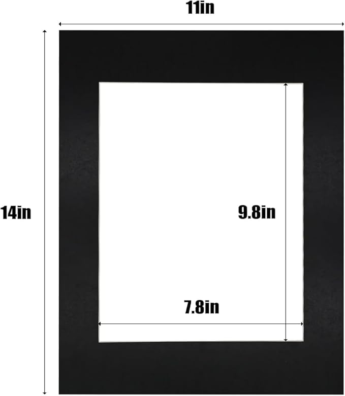 Egofine 11x14 Black Picture Mats Pack of 11, Frame Mattes - Image 2